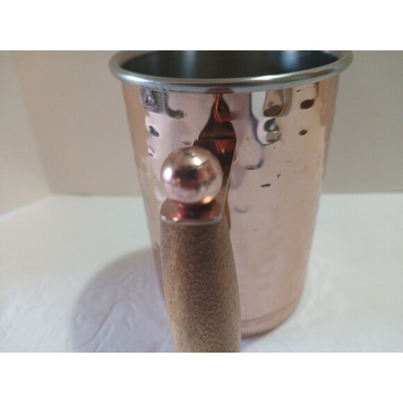 Vintage Mug-Hammered Copper- Wood Handle -5'inch-Stainless Steel Interior - Picture 7 of 16